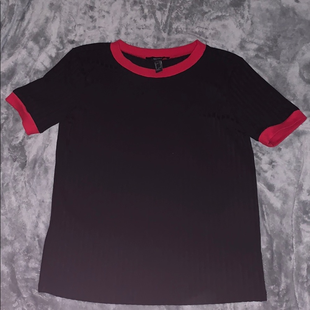 forever 21 black and red ringer tee, size medium:)